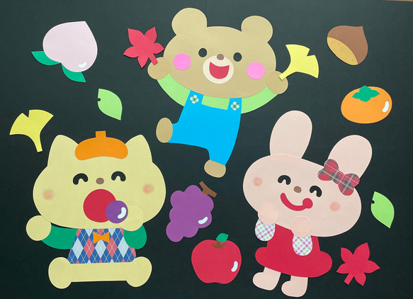 秋の壁面飾り 秋の実り 生地 momo 通販 15989064｜Creema(クリーマ)