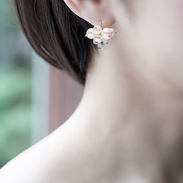 Snowberry 珍珠玉石耳環 ~Snowberry 第3張的照片