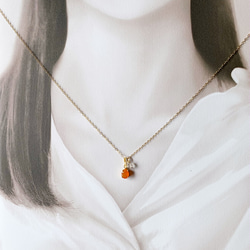 【四七月生日石】Carnelian &amp; Herkimer 鑽石（水晶）項鍊，給你向前邁出的勇氣（K14GF） 第4張的照片