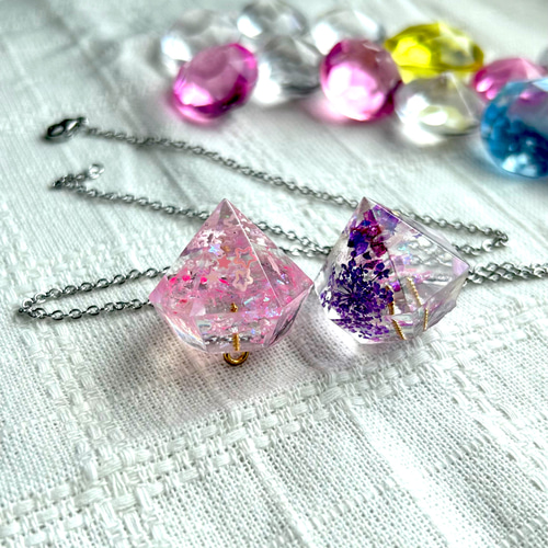 子ども向け＊ネックレス(宝石型レジン紫) ネックレス・ペンダント 青星