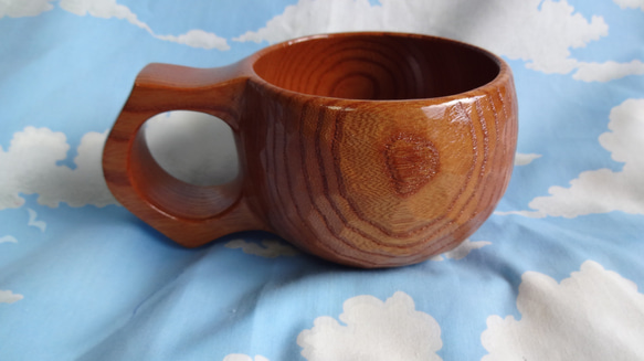 本ケヤキの一木彫りコーヒーカップ. 6枚目の画像
