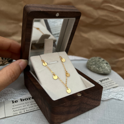 ネックレスケース 鏡付き 木製 持ち運びに便利 プレゼントにおススメ