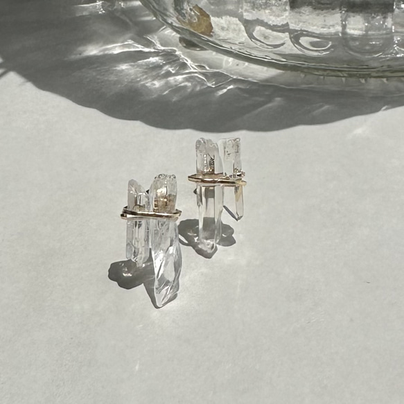 一塊冰雙層（14Kgf/SVfilled）耳環水晶 第1張的照片