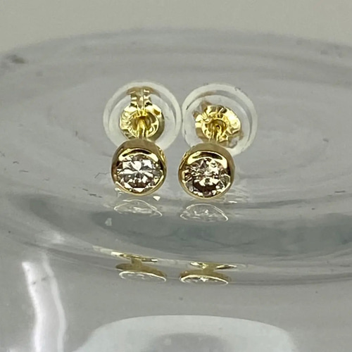 k18YG AU750 18金 天然ダイヤモンド 0.16ct ピアス - modasty-fashion