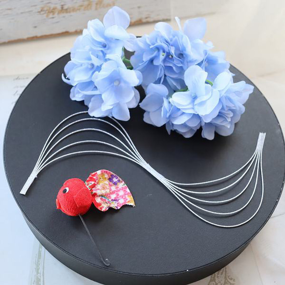 髪飾り ちり緬 金魚 紫陽花 川流 成人式 夏祭り 浴衣 七五三 和装 袴