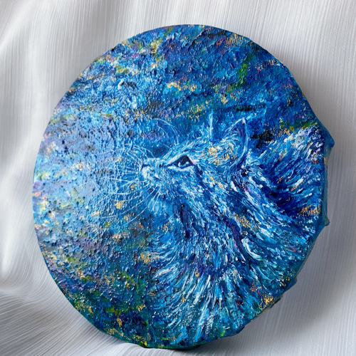 猫 動物 絵画 原画 油絵風アクリル画 キャンバス画 現代アート