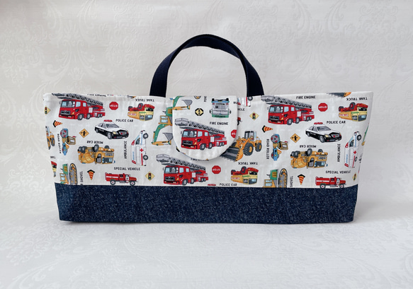 鍵盤ハーモニカ入れ はたらくくるま×デニム調 ピアニカケース