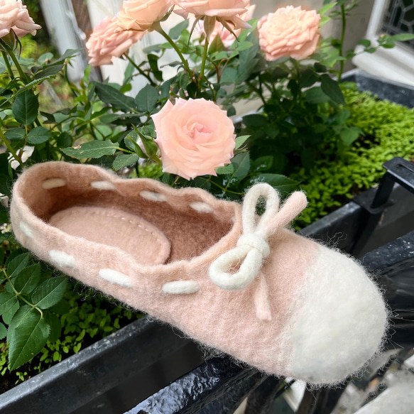 ふわふわ可愛いルームシューズ“100% Shetland wool”Hand made & Made in FRANCE 5枚目の画像