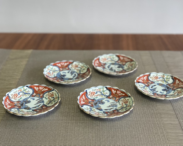 【波佐見焼】和山　小皿（赤絵山水）デッドストック品 2枚目の画像