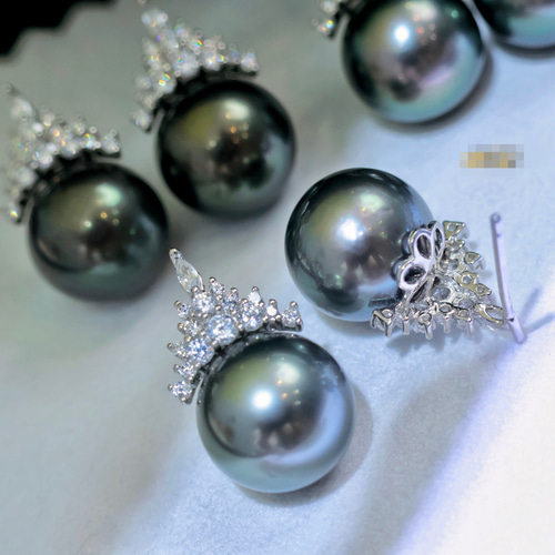 高級】タヒチ黒蝶真珠 ピアス10-11mm s925 ピアス（スタッド・一粒  