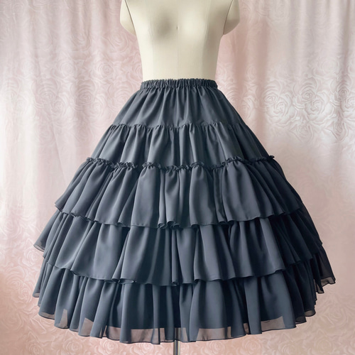 受注 シフォンフリルロングペチコート ロングスカート（マキシ丈