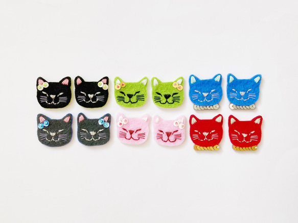 一点物【おねむねこイヤリング】黒猫（ピアス・刺繍・フェルト・スパンコール・ビーズ・シンプル・春夏） 6枚目の画像