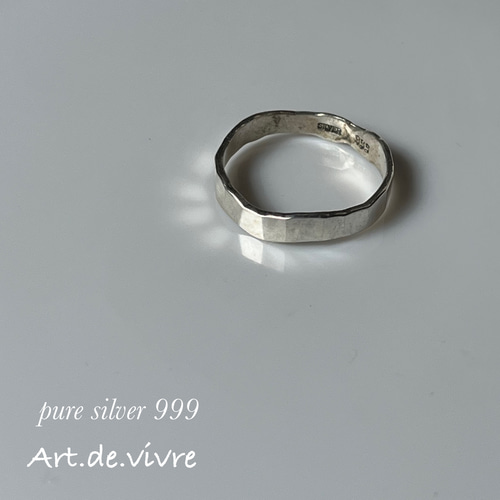 純銀」（SV999 ) 飾らない風合いを楽しむ槌目リング（マットタイプ
