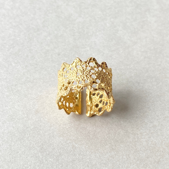 18KGP クロシェDレースリング 3枚目の画像