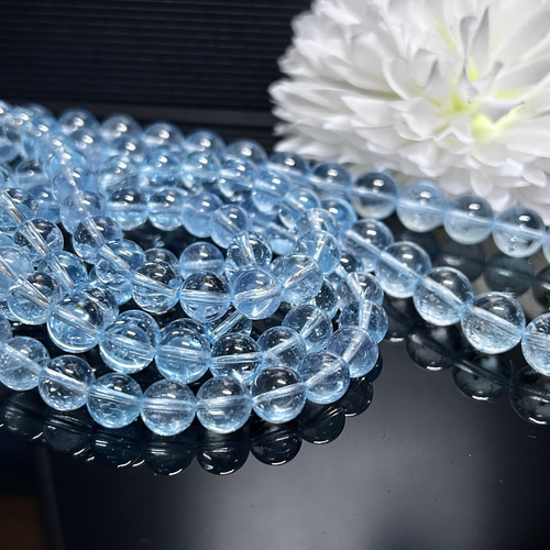 8mm・10mm ブルートパーズ（スカイブルートパーズ）宝石質 ラウンド