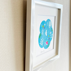 見上げる青空の木版画 / 額入り / アート / インテリア 2枚目の画像