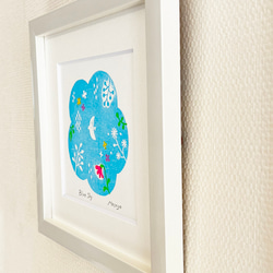 見上げる青空の木版画 / 額入り / アート / インテリア 3枚目の画像