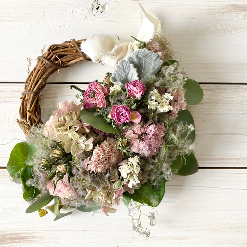 スモークツリーとバラのハーフリース リース Rosa Cherry 通販