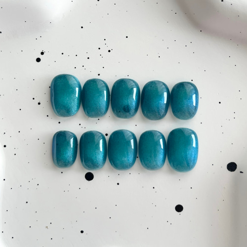 ブルーの大人マグネット 【ネイルチップ】 マグネットネイル 秋ネイル  