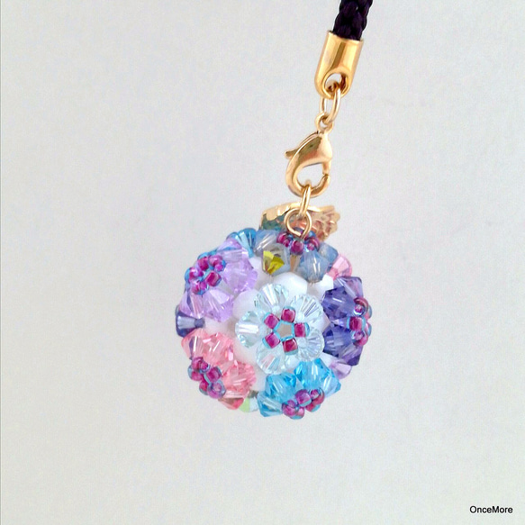 花手毬の根付け・帯飾り６color（Ｌサイズ／紫陽花）Ⅱ 8枚目の画像