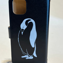 ペンギン手帳型 iPhone/Xperiaケース、ブラック！iPhone対応, Xperia対応 2枚目の画像