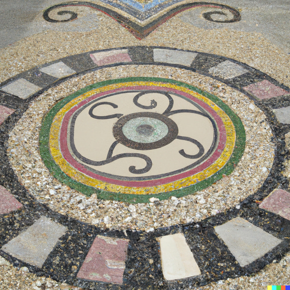 サークルストーン　ガーデンサークル　コンクリート　埋め込み　エントランス　ガーデン　タイル　サークル　レンガ 