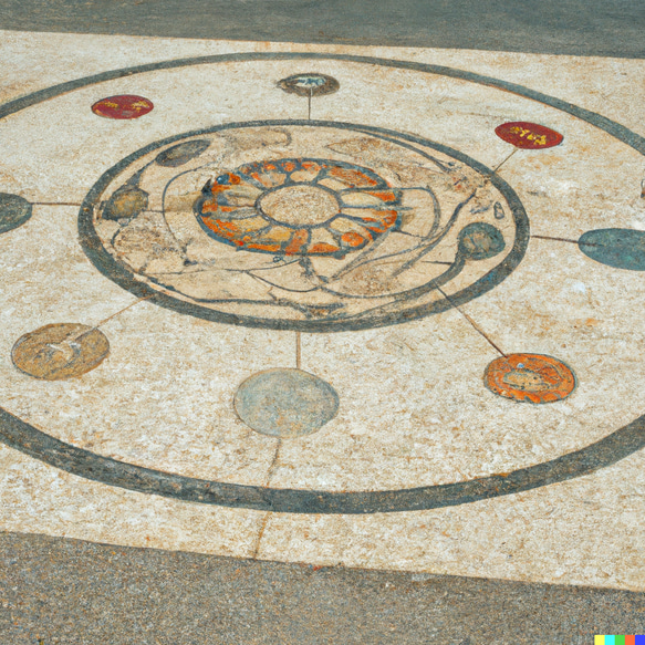 サークルストーン　ガーデンサークル　コンクリート　埋め込み　エントランス　ガーデン　タイル　サークル　レンガ 