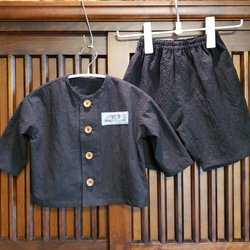 「める様オーダー」 子供服　９０cm　100cm ハンドワッシャー　黒　 シャツ　パンツ　セットアップ 5枚目の画像