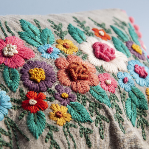 手縫いコットンサイドバックパック/刺繍クロスボディバッグ/刺繍