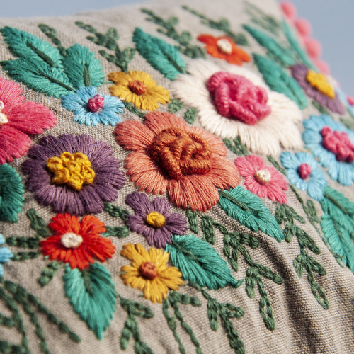 手縫いコットンサイドバックパック/刺繍クロスボディバッグ/刺繍