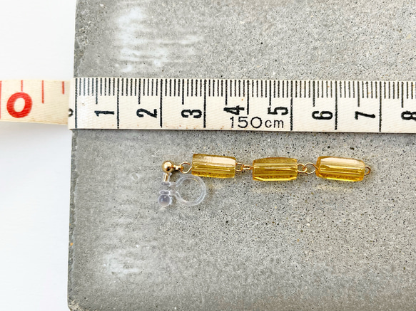 [水滴] 復古珠子/淺琥珀色的簡約耳環 第10張的照片