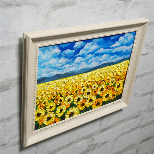 油絵 油彩 油彩画 絵 絵画 【ひまわりの楽園】 絵画 HR 通販