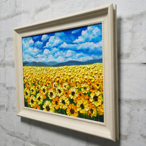 【楽天スーパーセール】 絵画 絵 油彩画 油彩 油絵 【ひまわりの楽園】 通販 HR 絵画 絵画