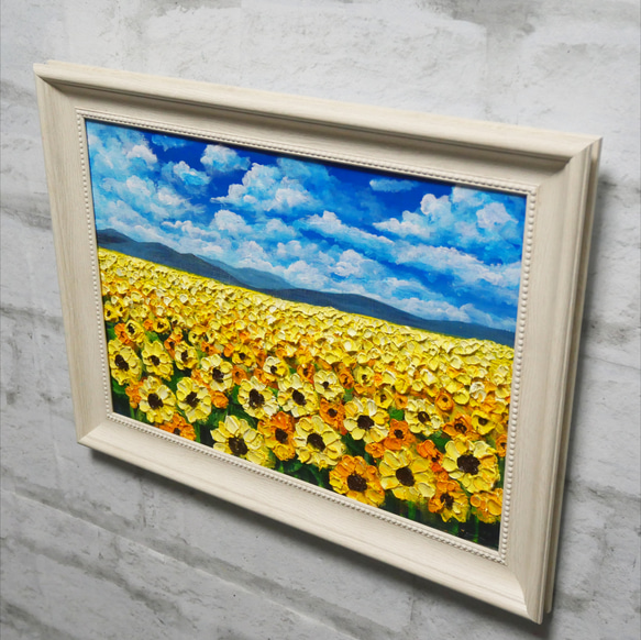 油絵 油彩 油彩画 絵 絵画 【ひまわりの楽園】 5枚目の画像