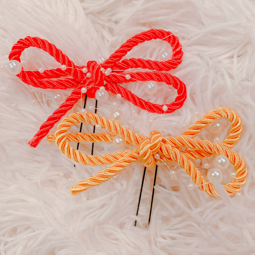 組紐リボン☆お祭り髪飾り☆浴衣髪飾り☆夏祭り☆成人式髪飾り☆組紐  