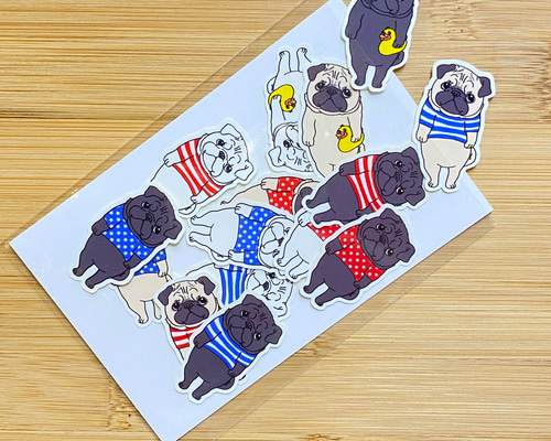 PUG6 パグちゃん達。 シール・ステッカー 2216studio 通販 15991542
