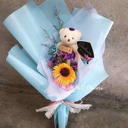 【HMD.Flowers】永生花 花束 情人節 乾燥花 禮物 繡球花 母親節 畢業花束 玩偶熊 第2張的照片