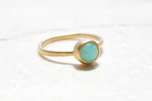 アマゾナイトリング　9号　ーcolorsー　amazonite　Bezel Setting