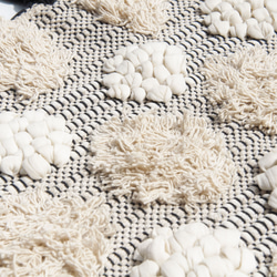 手織りラグ メキシカンブランケット 手織りコットンとリネンのラグ ピクニックマット - ホワイトジェイドパールミルクティーボール 12枚目の画像