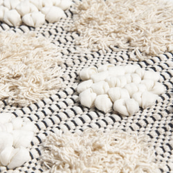 手織りラグ メキシカンブランケット 手織りコットンとリネンのラグ ピクニックマット - ホワイトジェイドパールミルクティーボール 14枚目の画像