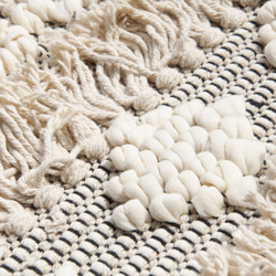 手織りラグ メキシカンブランケット 手織りコットンとリネンのラグ ピクニックマット - ホワイトジェイドパールミルクティーボール 3枚目の画像