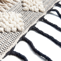 手織りラグ メキシカンブランケット 手織りコットンとリネンのラグ ピクニックマット - ホワイトジェイドパールミルクティーボール 6枚目の画像