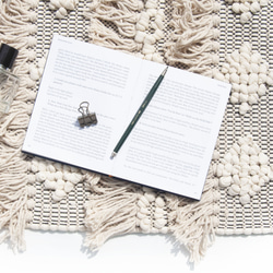 手織りラグ メキシカンブランケット 手織りコットンとリネンのラグ ピクニックマット - ホワイトジェイドパールミルクティーボール 8枚目の画像