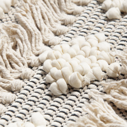 手織りラグ メキシカンブランケット 手織りコットンとリネンのラグ ピクニックマット - ホワイトジェイドパールミルクティーボール 4枚目の画像