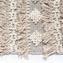手織りラグ メキシカンブランケット 手織りコットンとリネンのラグ ピクニックマット - ホワイトジェイドパールミルクティーボール 2枚目の画像