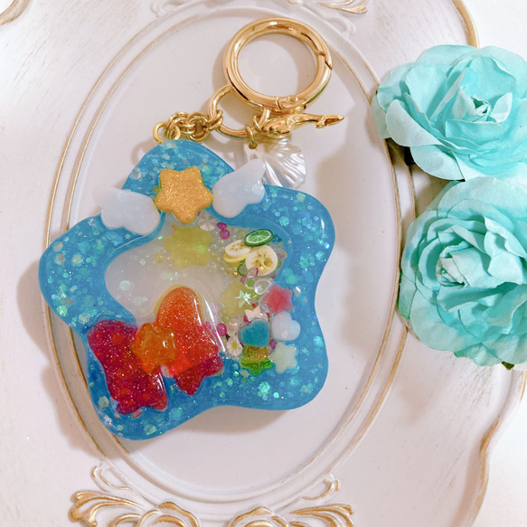 彩　春満開　桜シャカシャカキーホルダー 送料無料/星は希望/シャカシャカキーホルダー/UVレジンキーホルダー