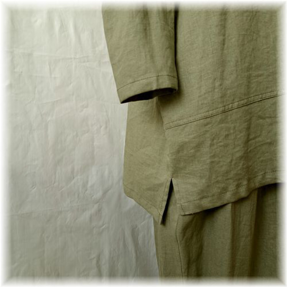 リネン&レーヨンストレッチの衿付きチュニック　[送料無料] 5枚目の画像