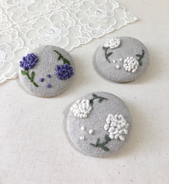 539＊紫陽花 ホワイト ブローチ 539＊紫陽花 ホワイト ブローチ