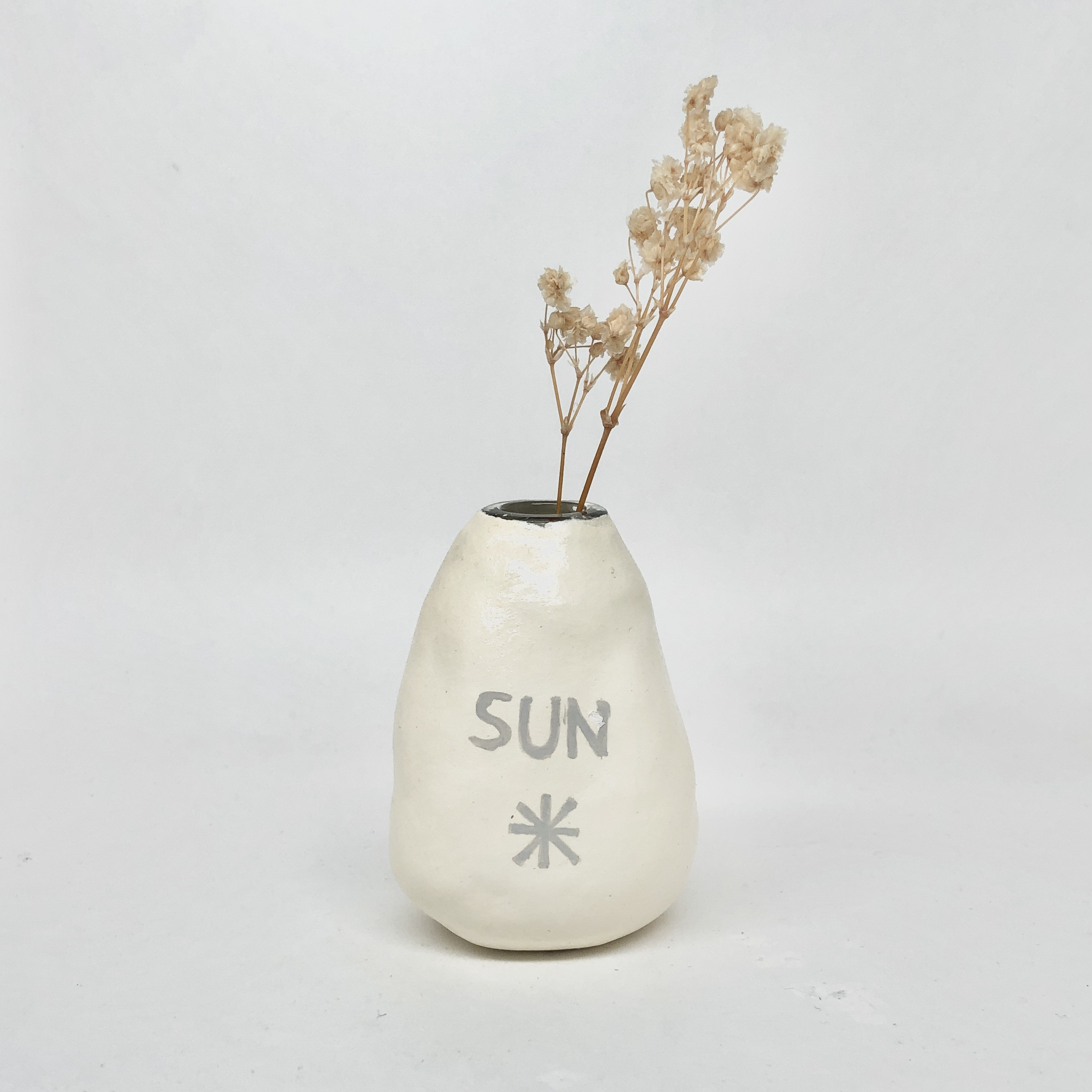 石粉粘土 「太陽と水の一輪挿し」 ハンドメイド作品 立体