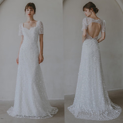 ティアードチュール スパゲティストラップ ウエディングドレス ドレス